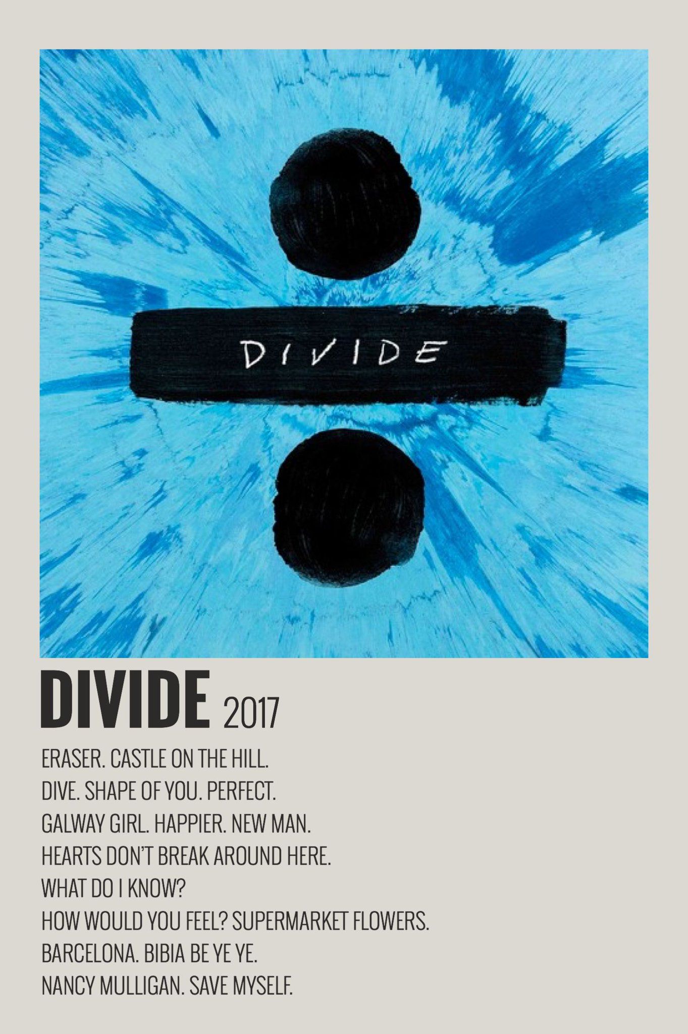 Ed Sheeran Divide Minimalist Album Cover Poster