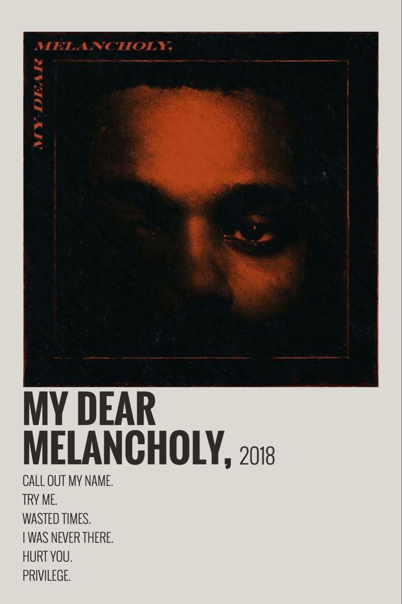 The Weeknd My Dear, Melancholy Minimalist Album Cover Poster