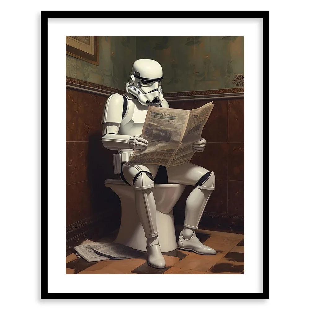 Storm Trooper On The Toilet Funny Star Wars Bathroom Poster