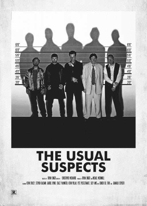 The Usual Suspects Black White Minimalist Poster