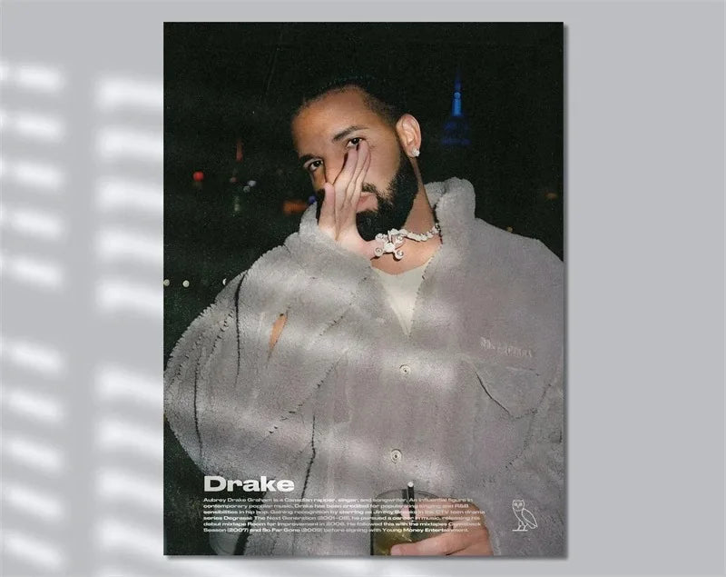 Drake Gray Coat and Necklace Wall Art Poster