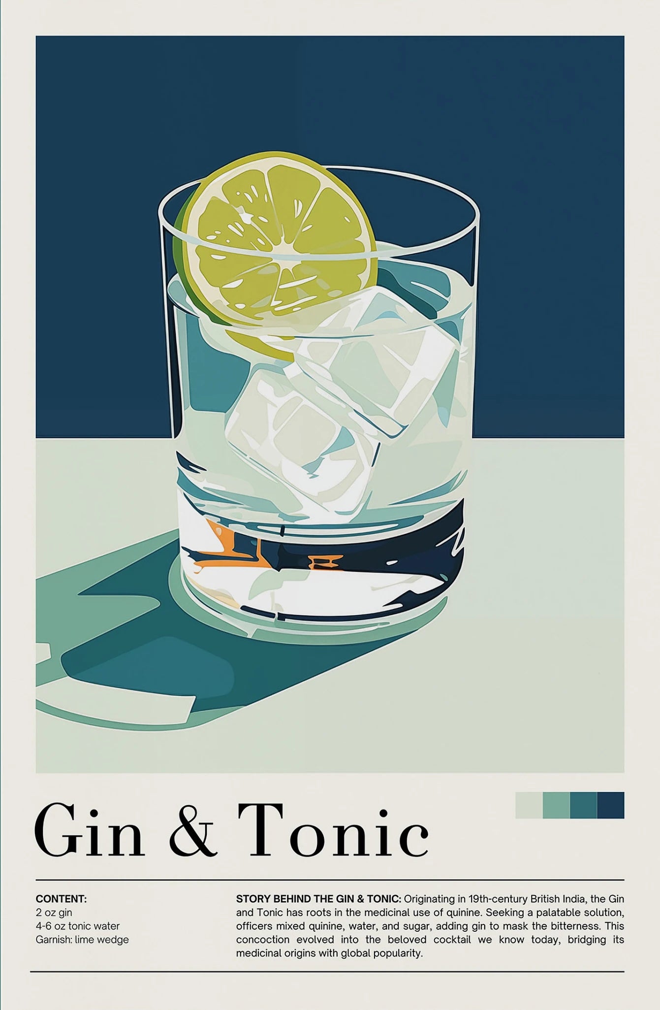Gin & Tonic Cocktail Bar Decor Poster