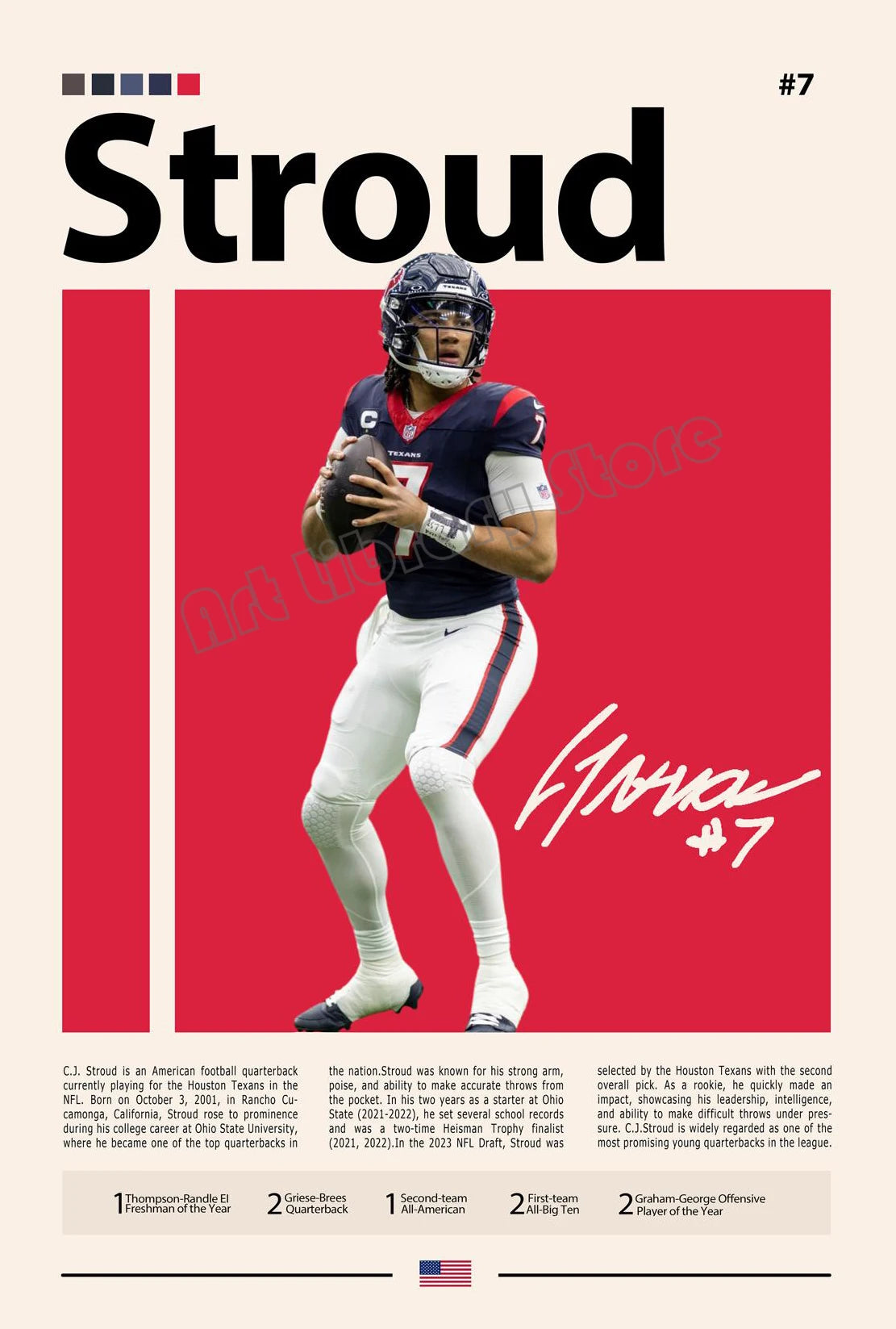 CJ Stroud Minimalist Poster