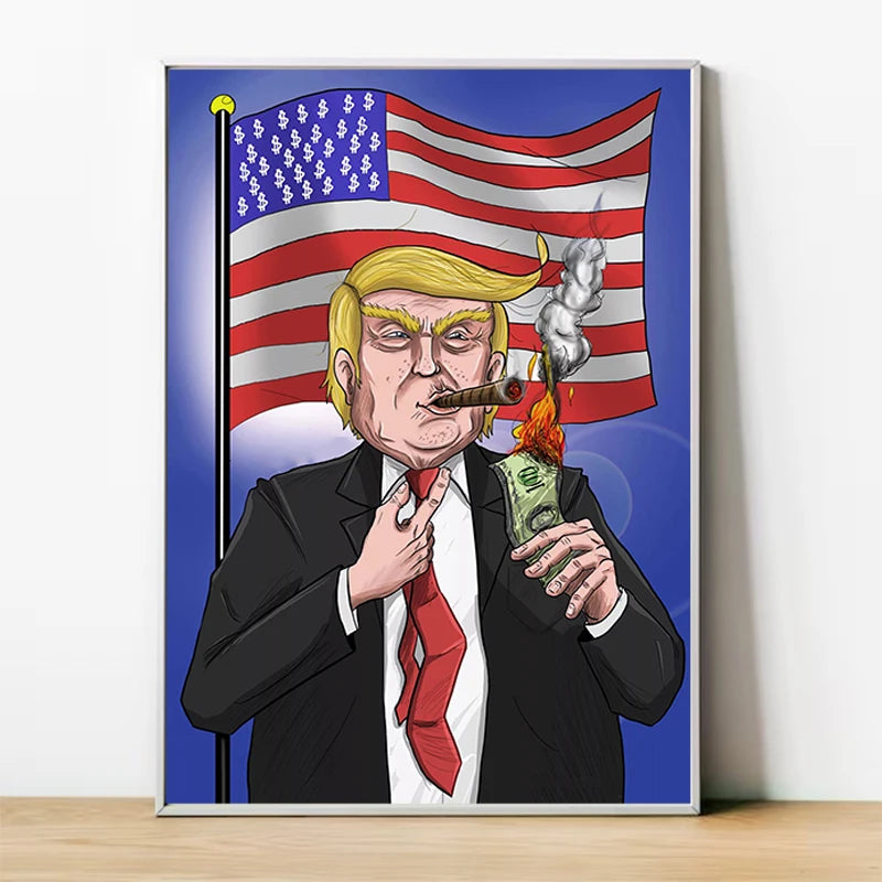 Trump Cartoon Cigar Poster