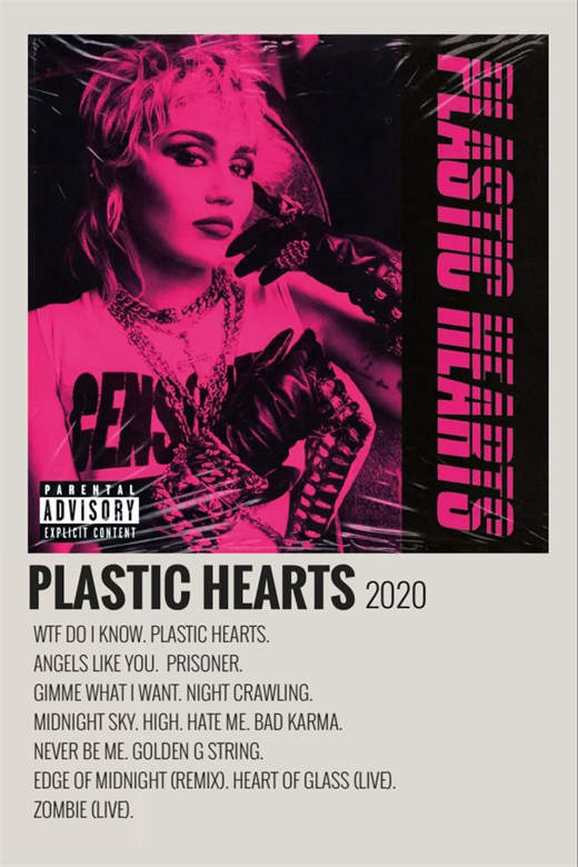 Miley Cyrus Plastic Hearts Minimalist Wall Art Poster