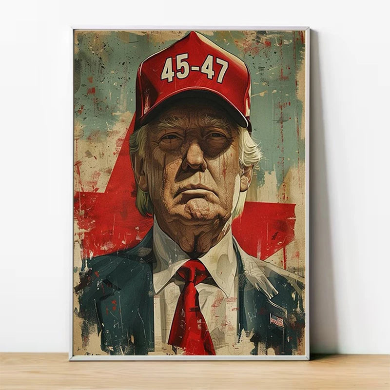 Trump 45th and 47th President Hat Poster