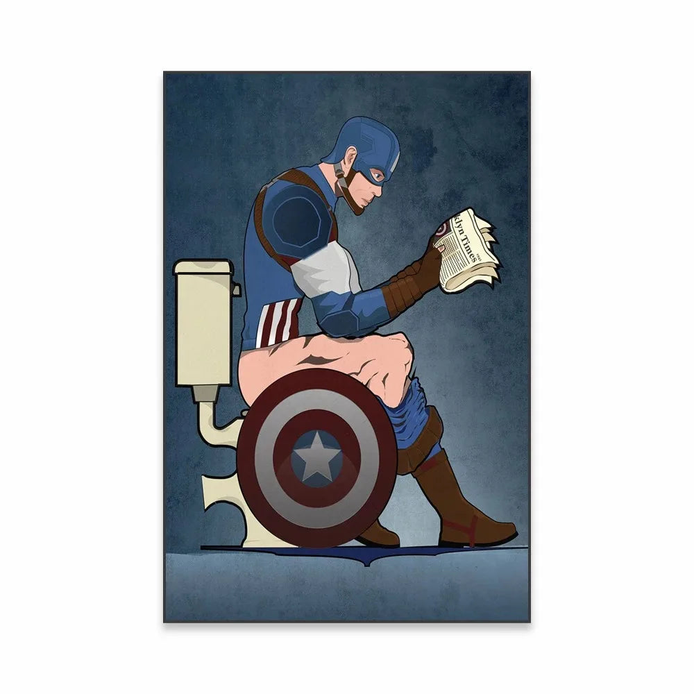 Captain America Marvel Funny Bathroom Poster
