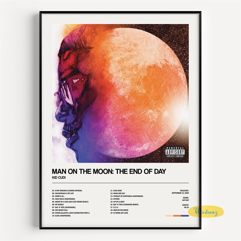 Kid Cudi Man On The Moon: The End Of The Day Minimalist Album Poster