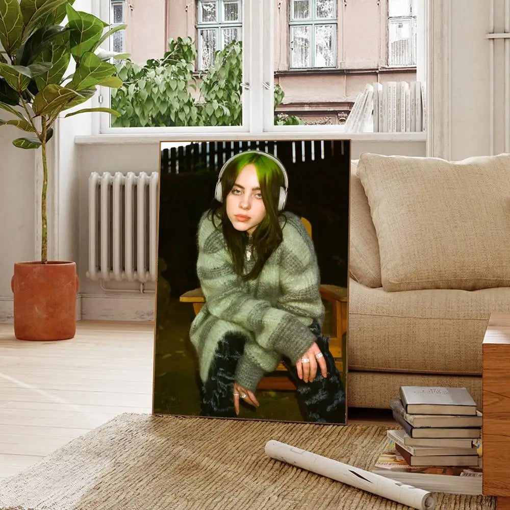 Billie Eilish Headphones Photo Poster