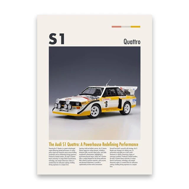 Audi S1 Quattro Minimalist Car Poster