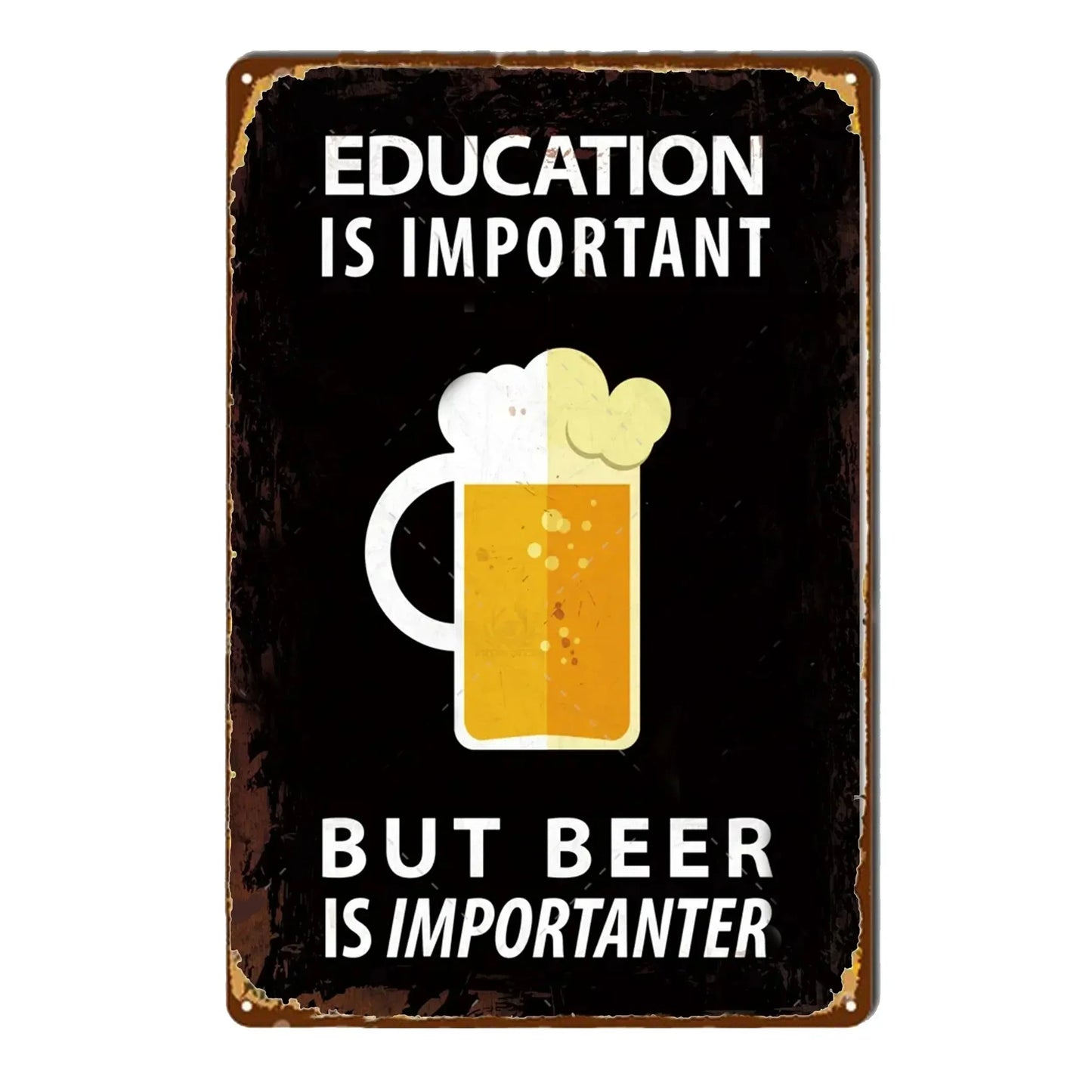 Beer Is Importanter Vintage Bar Metal Sign Poster