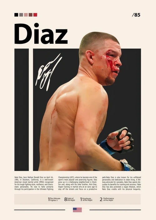 Nate Diaz UFC Minimalist Poster