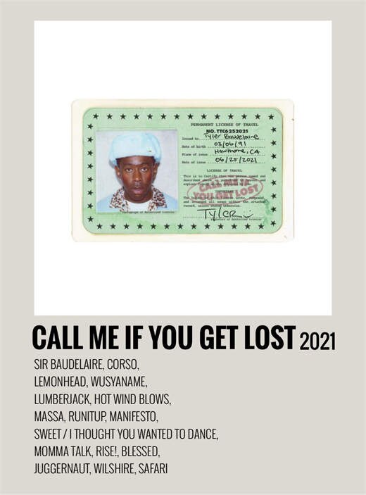 Call Me If You Get Lost Tyler The Creator Minimalist Wall Art Poster