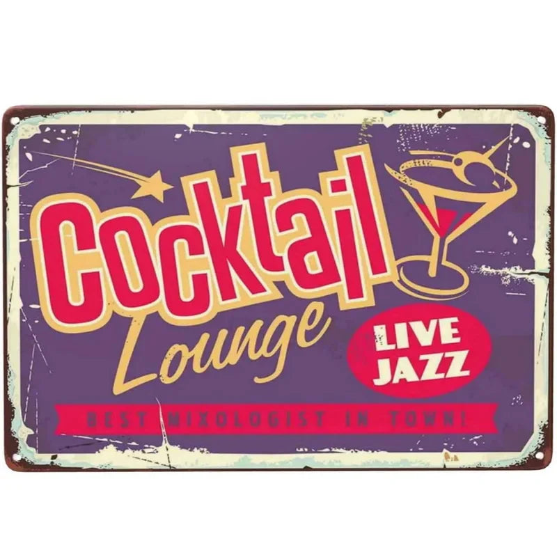 Cocktail Lounge Retro Bar Decor Metal Sign Poster