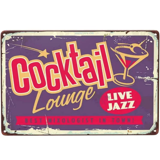 Cocktail Lounge Retro Bar Decor Metal Sign Poster