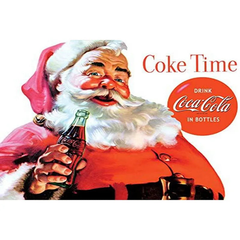 Santa Coke Time Christmas Cocoa Cola Ad Metal Sign Poster
