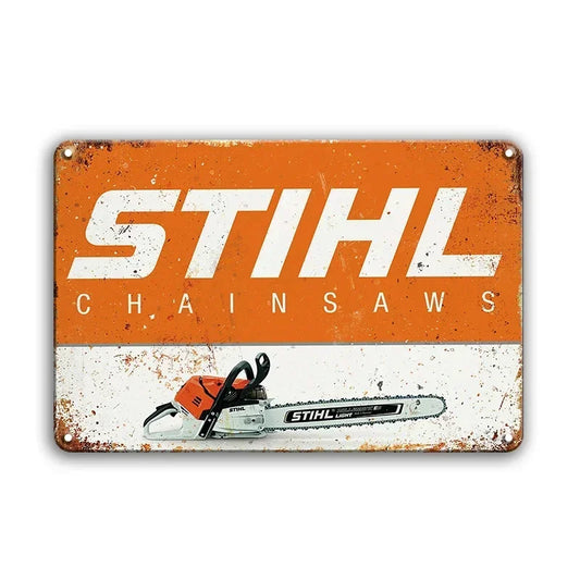 Stihl Chainsaws Rustic Man Cave Garage Metal Sign Poster