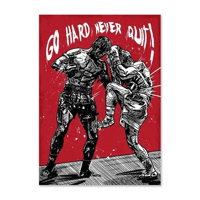 Go Hard Never Quit Martial Arts Poster