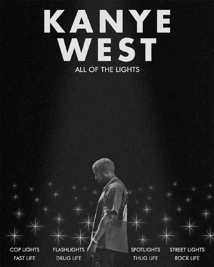 Kanye West All Of The Lights Black White Rapper Poster