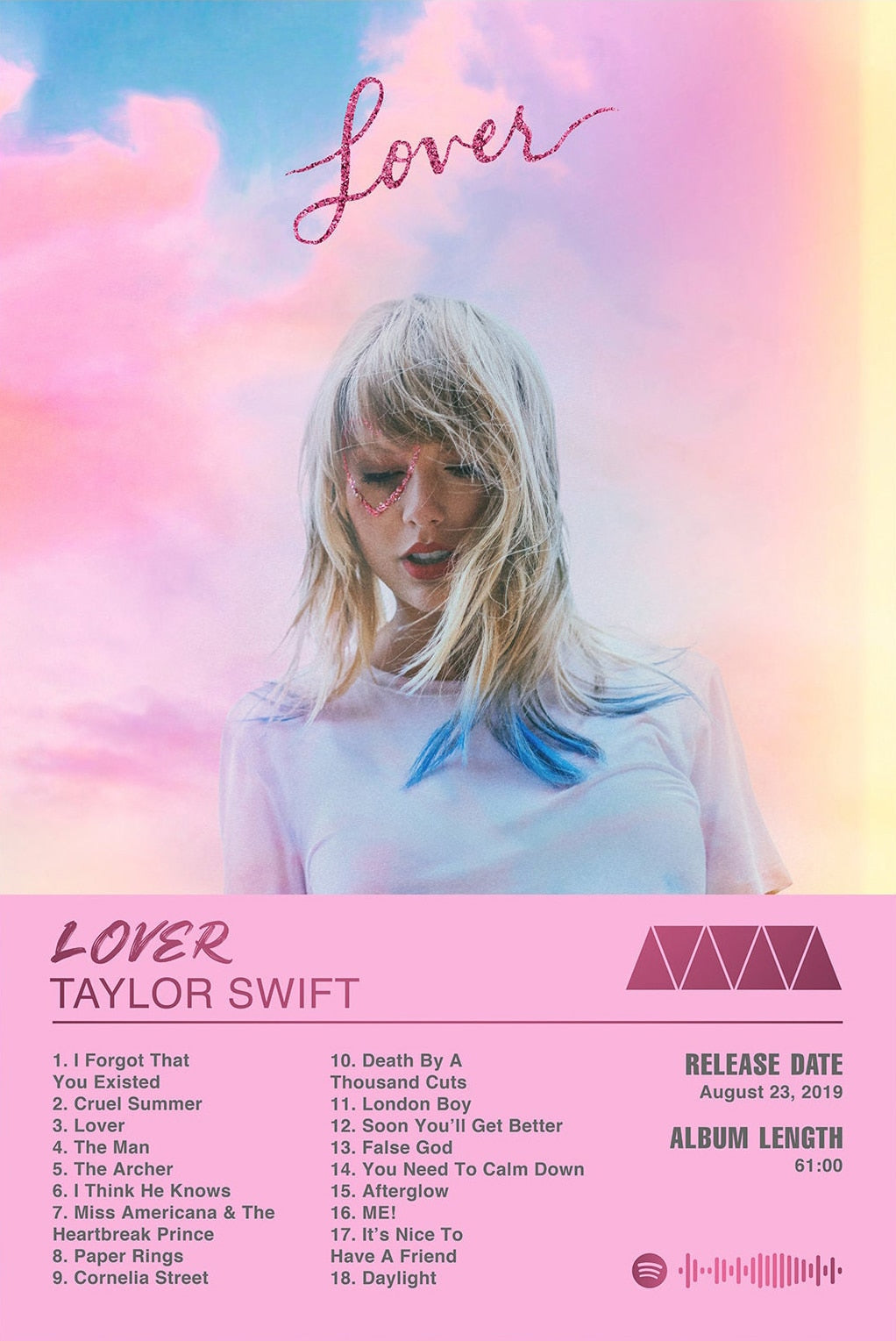 Lover Taylor Swift Pink Minimalist Album Poster – Aesthetic Wall Decor