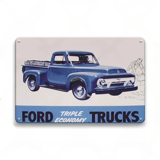 Ford Triple Economy Trucks Vintage Ford Metal Sign Poster