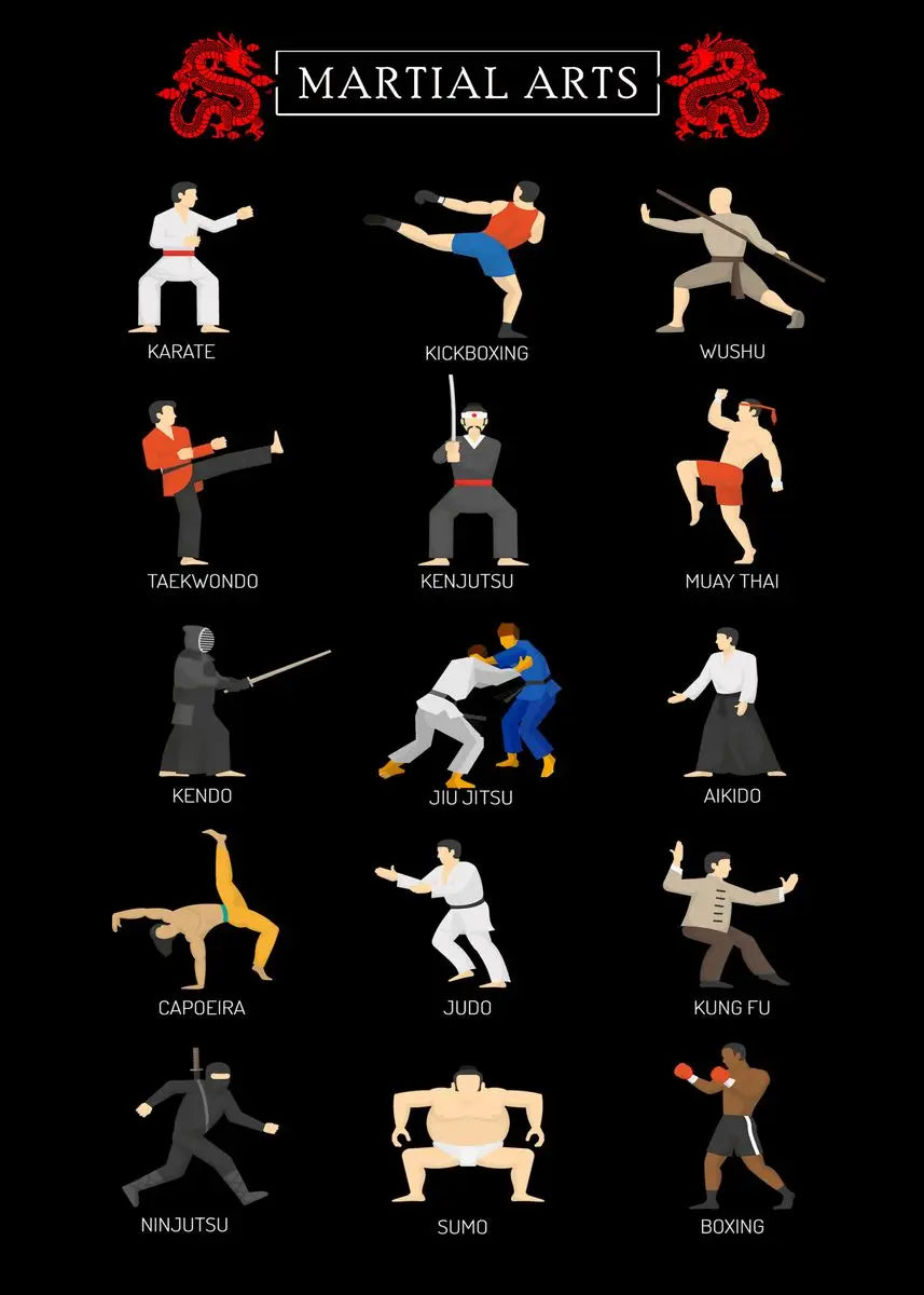 Martial Art Types Gym Poster