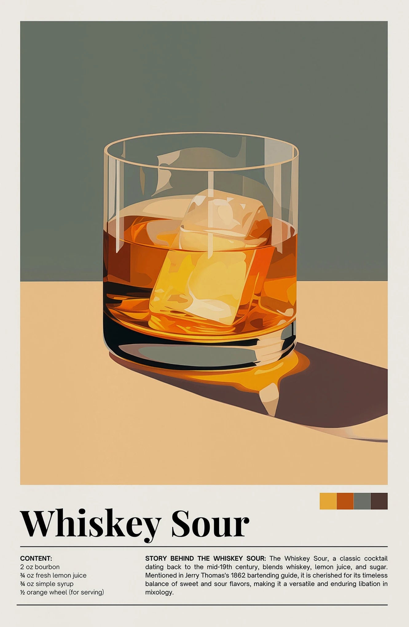 Whiskey Sour Cocktail Bar Decor Poster