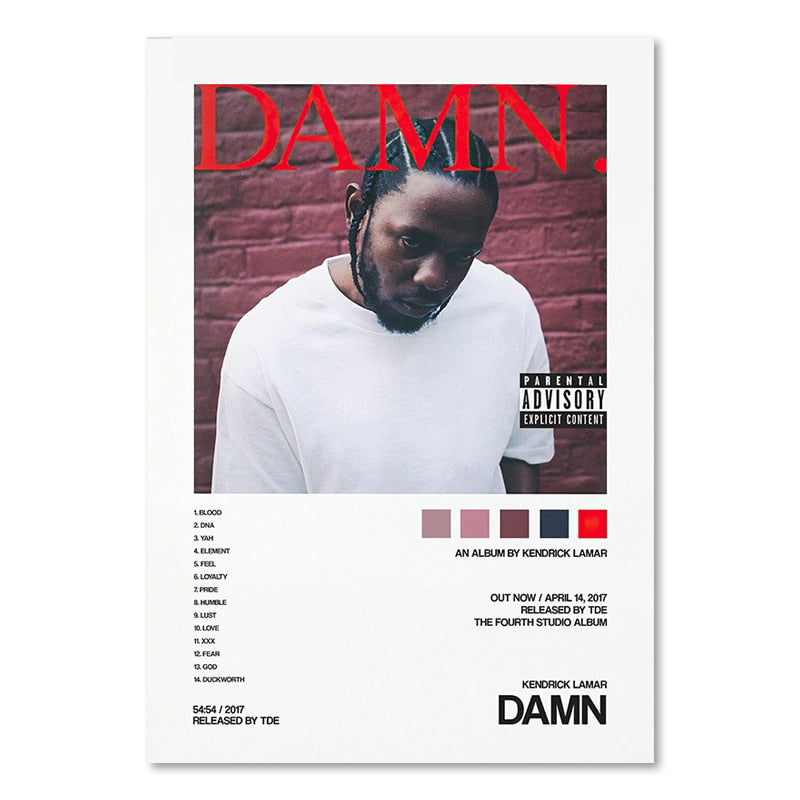 Kendrick Lamar Damn. Minimalist Album Cover Poster