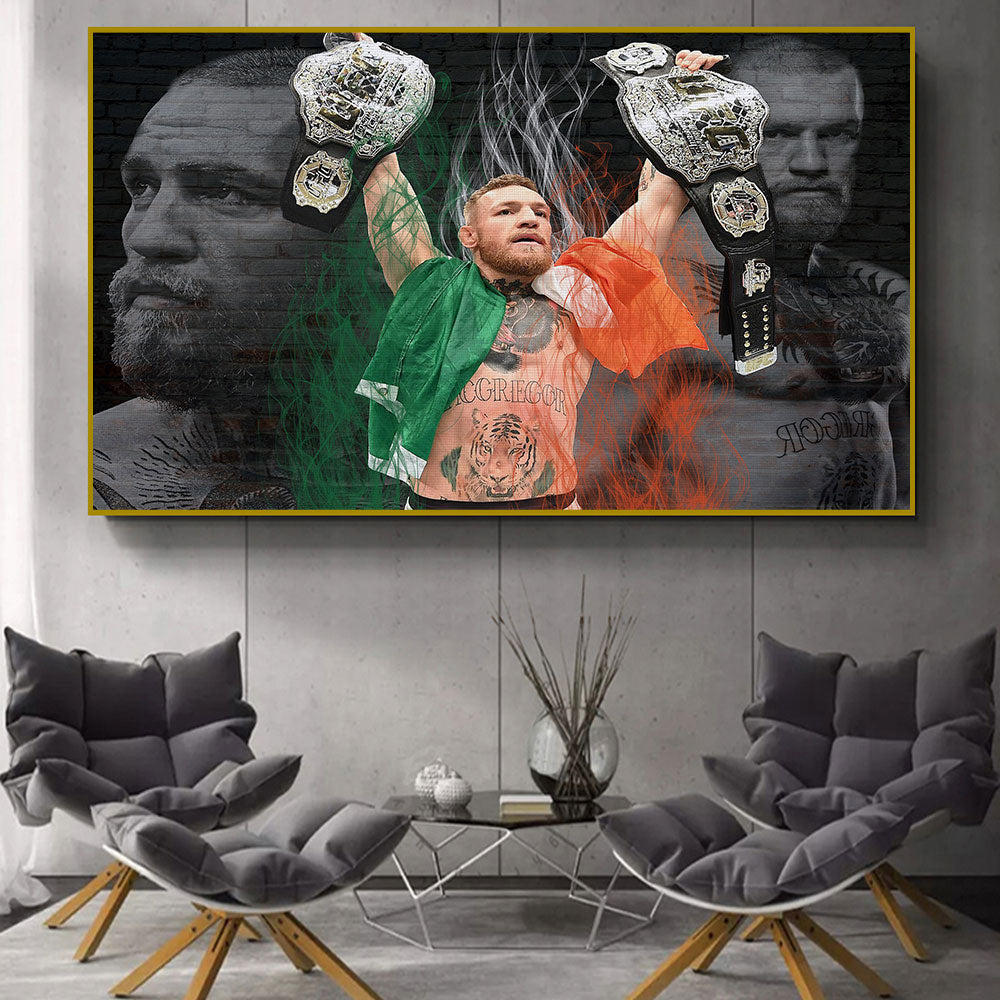 Conor McGregor Double Champ Belt Painting Poster