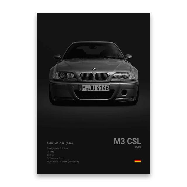 BMW M3 CSL Car Poster