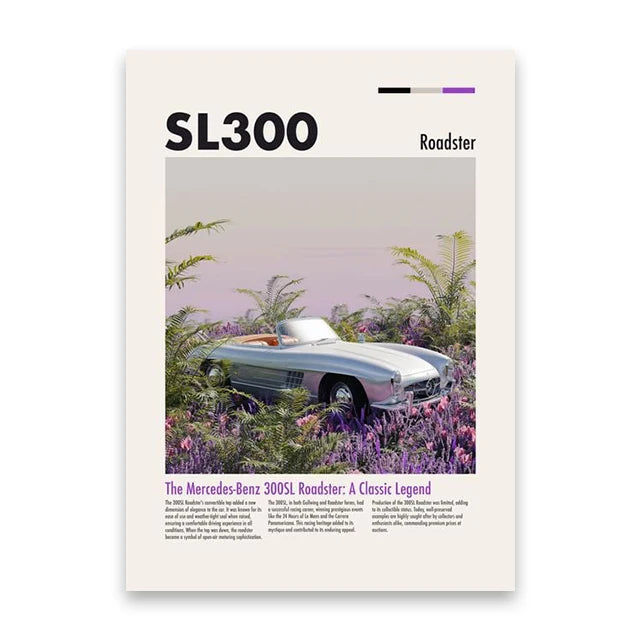 Mercedes SL300 Roadster Minimalist Car Poster