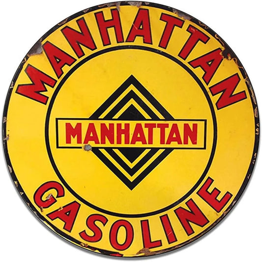 Manhattan Gasoline Vintage Garage Metal Sign Poster