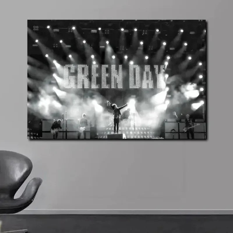 Green Day Black and White Concert Photo Poster