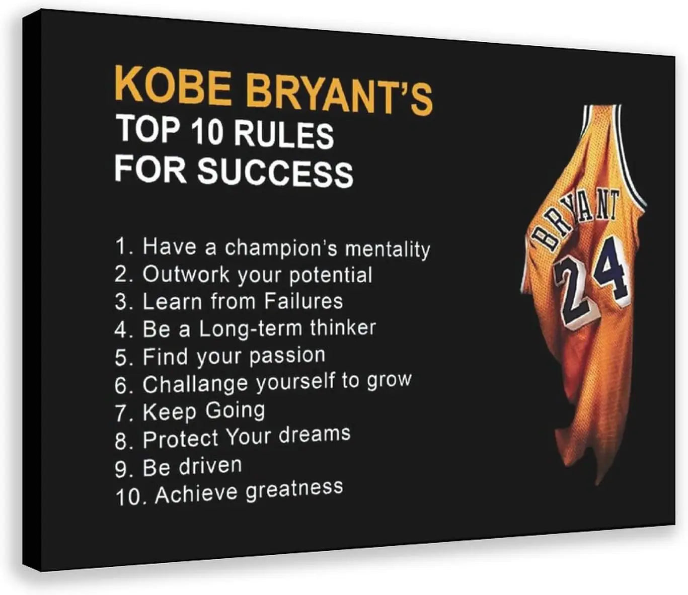 Kobe Bryant's 10 Rules For Success Motivational Poster
