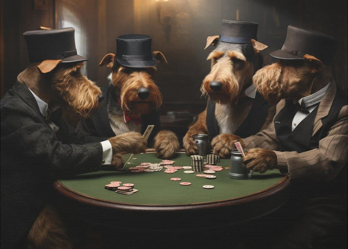 Dogs In Top Hats Playing Poker Poster