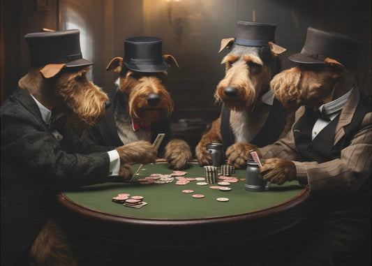 Dogs In Top Hats Playing Poker Poster