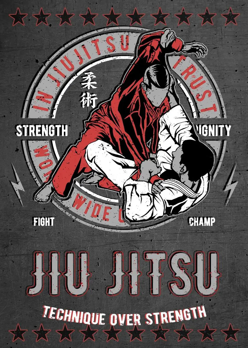 Jiu Jitsu Gym Martial Art Technique Over Strength Poster