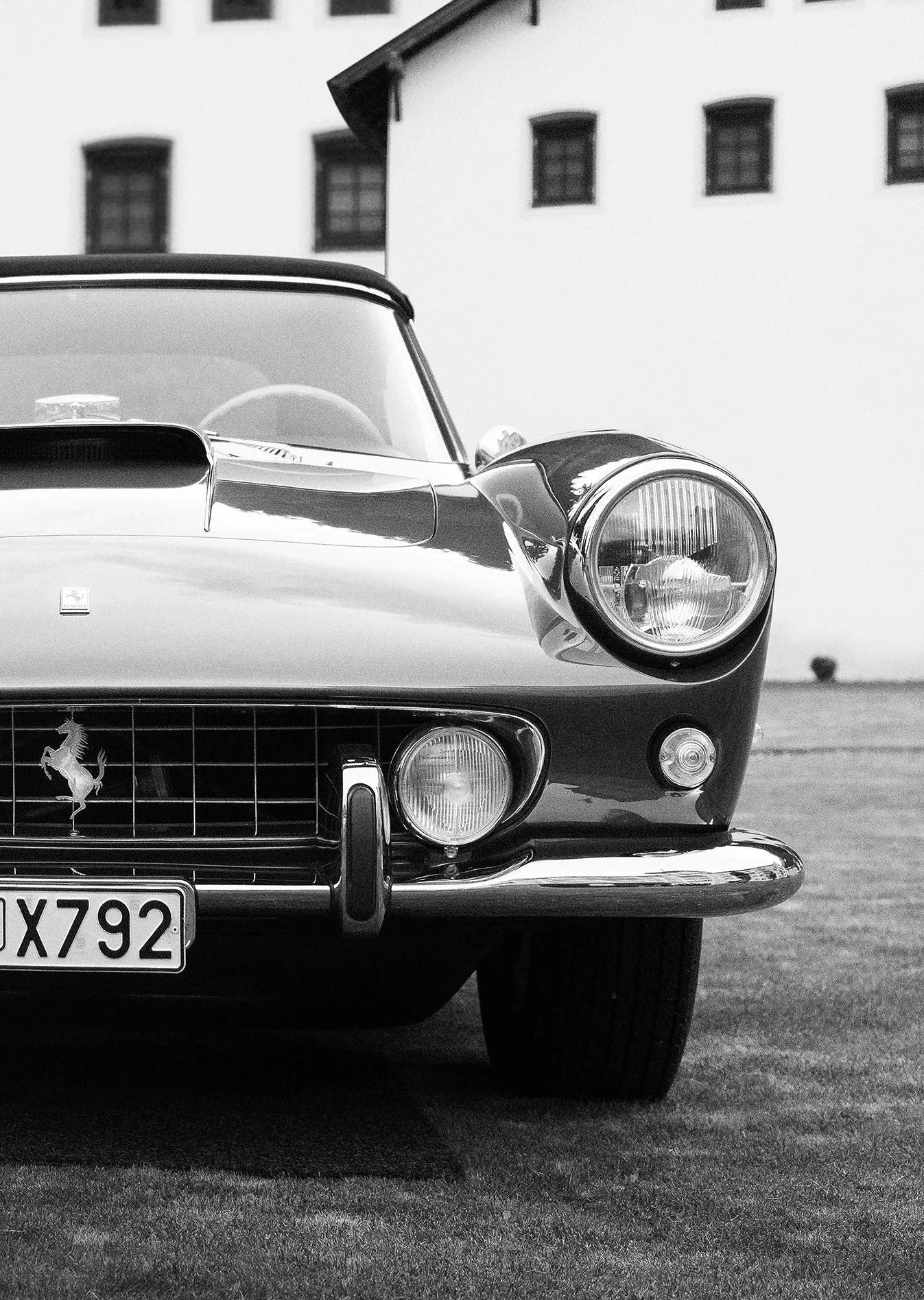 Ferrari Black and White Car Poster