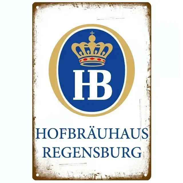 Hofbrauhaus Regensburg German Beer Vintage Bar Metal Sign Poster