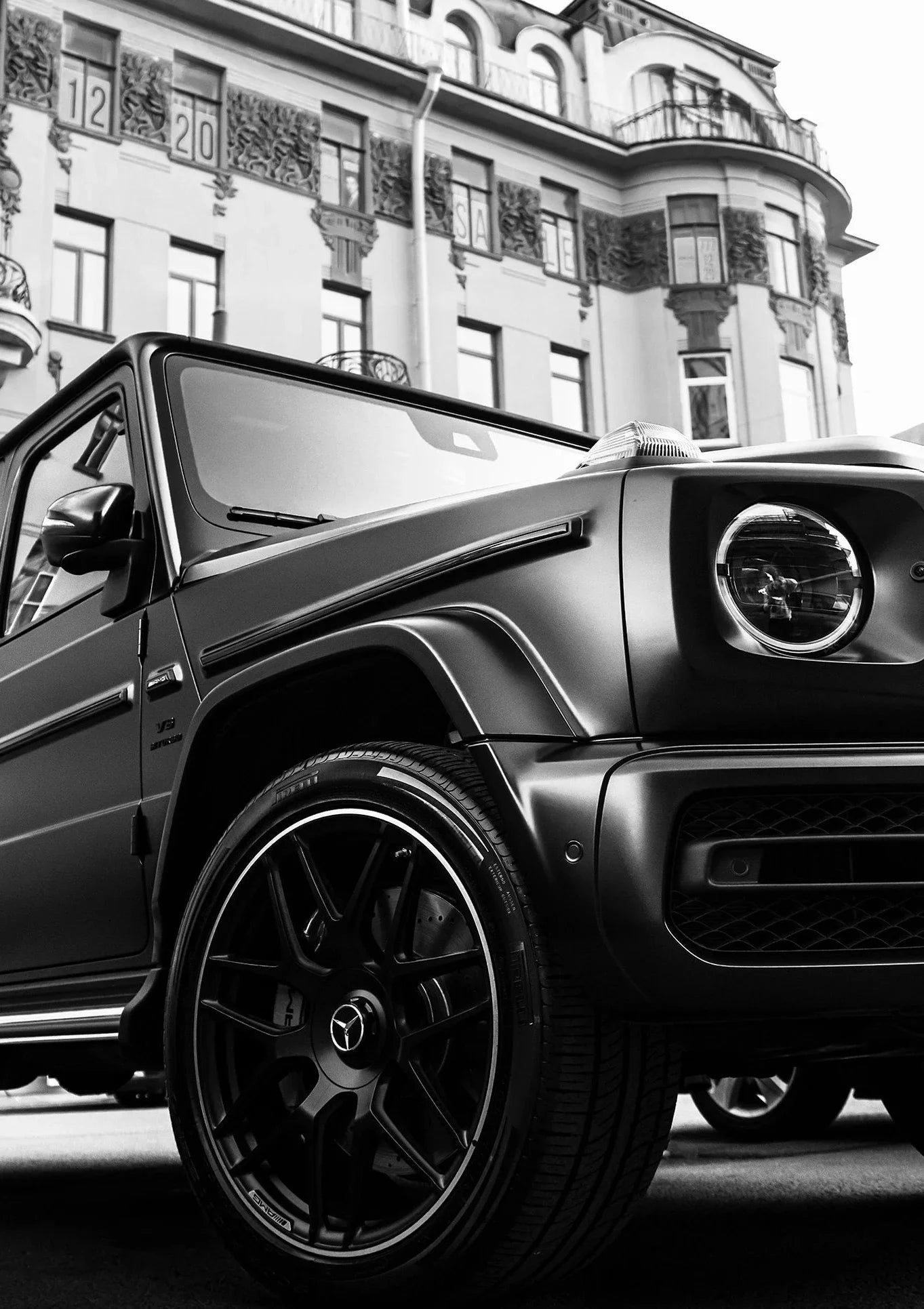 G-Wagon Black and White Car Poster