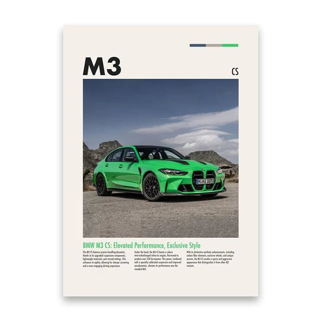 BMW M3 CS Minimalist Car Poster