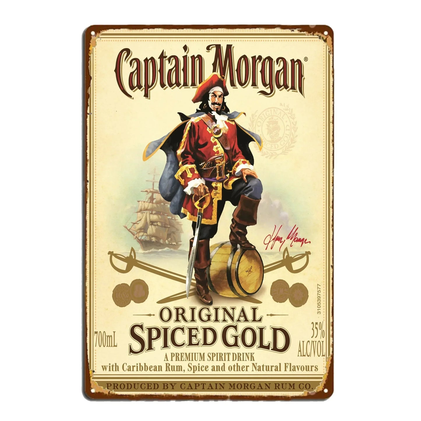 Captain Morgan Vintage Bar Metal Sign Poster