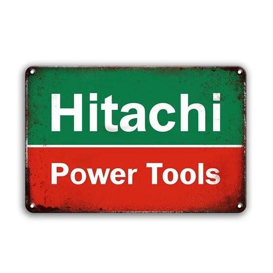 Hitachi Power Tools Rustic Man Cave Garage Metal Sign Poster