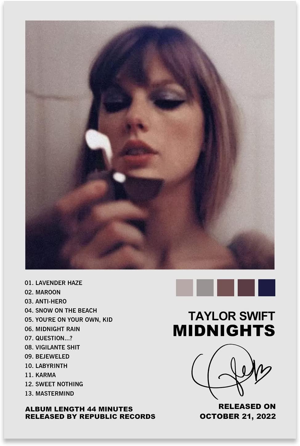 Midnights Taylor Swift Minimalist Album Cover Poster – Aesthetic