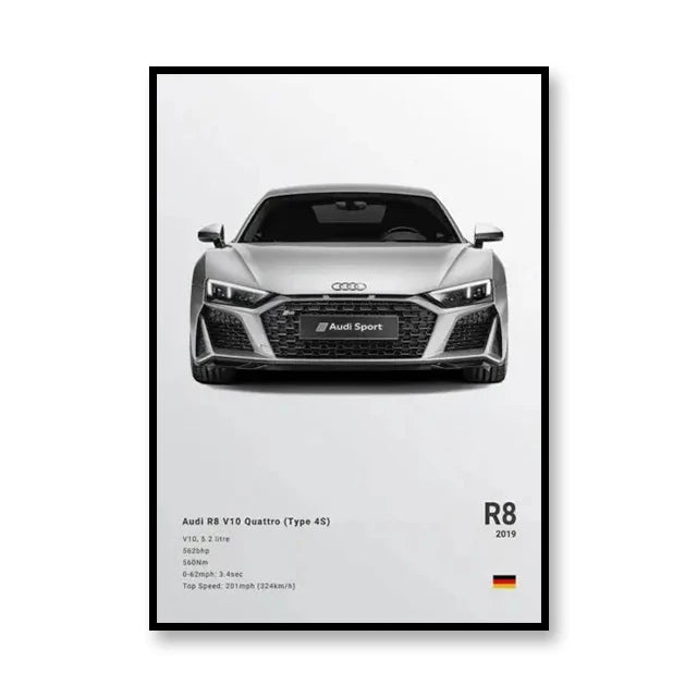 Minimalist Black and White Car Poster