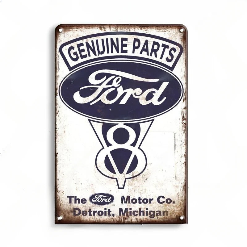 Detroit Genuine Parts Vintage Ford Metal Sign Poster