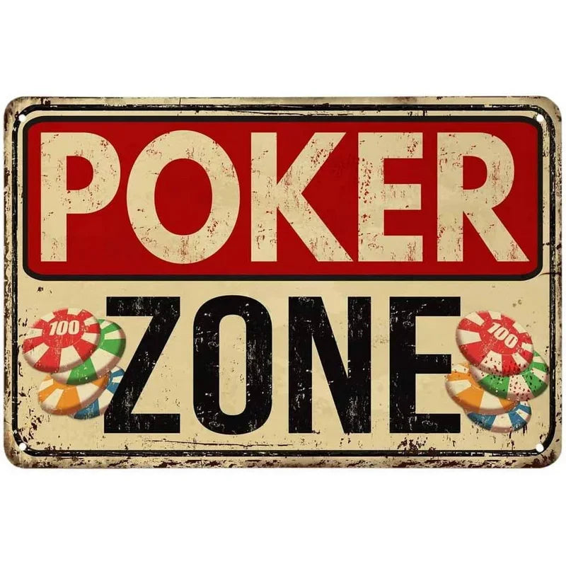 Poker Zone Mancave Metal Sign Poster