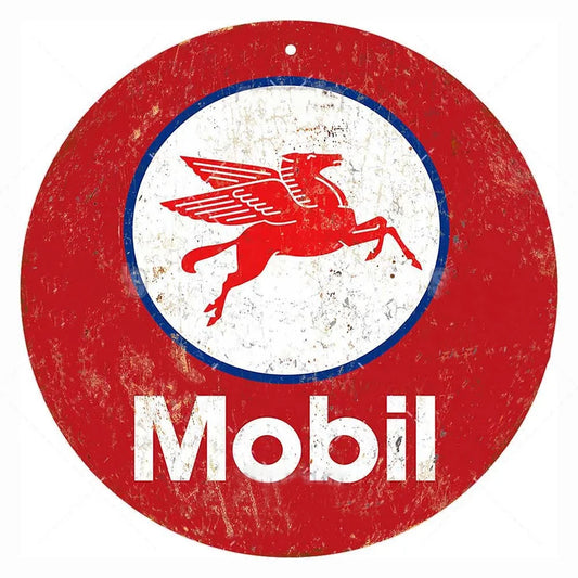 Mobil Red Vintage Mechanic Shop Garage Decor Metal Sign Poster
