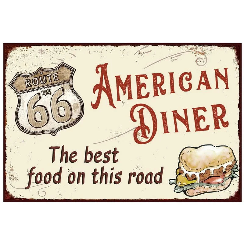 Route 66 American Diner Metal Sign Poster