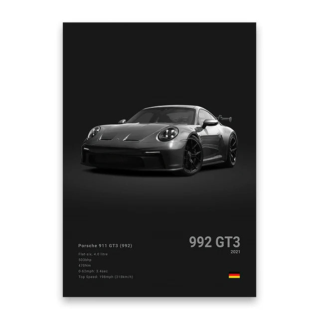 Porsche 992 GT3 Car Poster